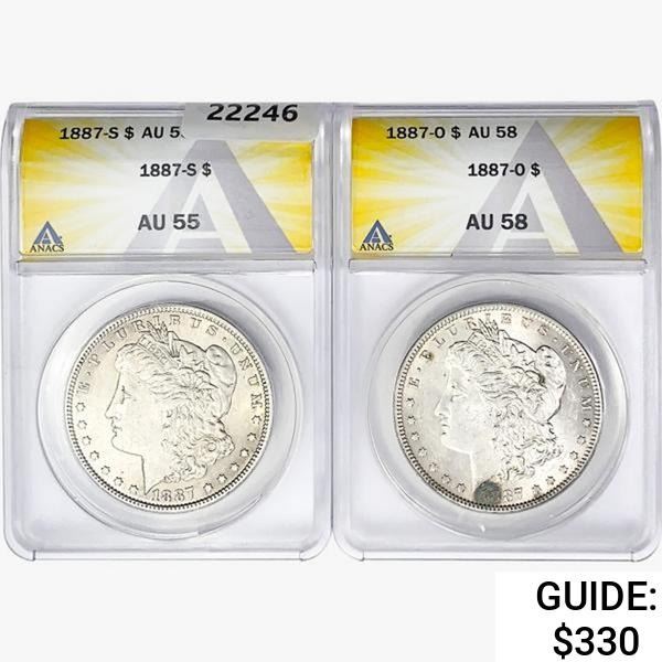 1887 [2] Morgan Silver Dollar ANACS AU55/58