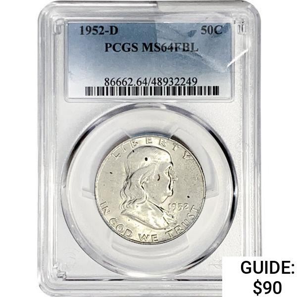1952-D Franklin Half Dollar PCGS MS64 FBL