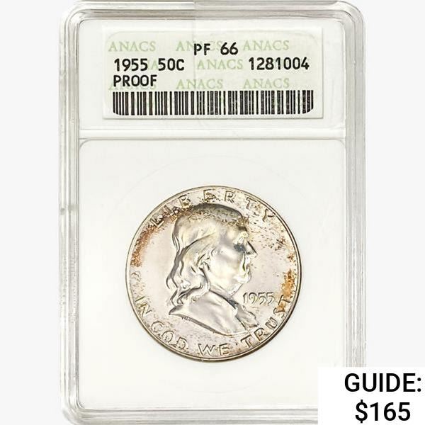 1955 Franklin Half Dollar ANACS PF66