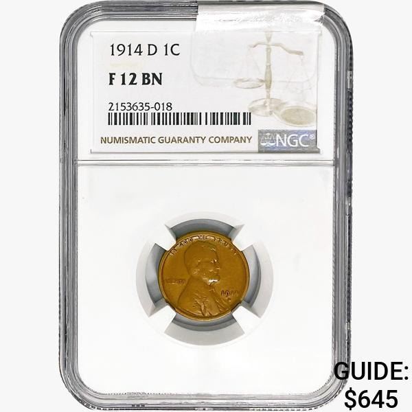 1914-D Wheat Cent NGC F12 BN