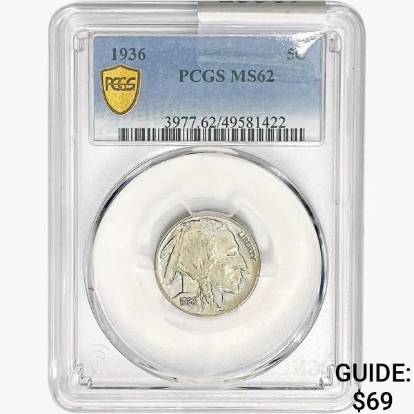 1936 Buffalo Nickel PCGS MS62