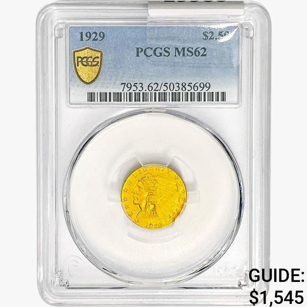 1929 $2.50 Gold Quarter Eagle PCGS MS62