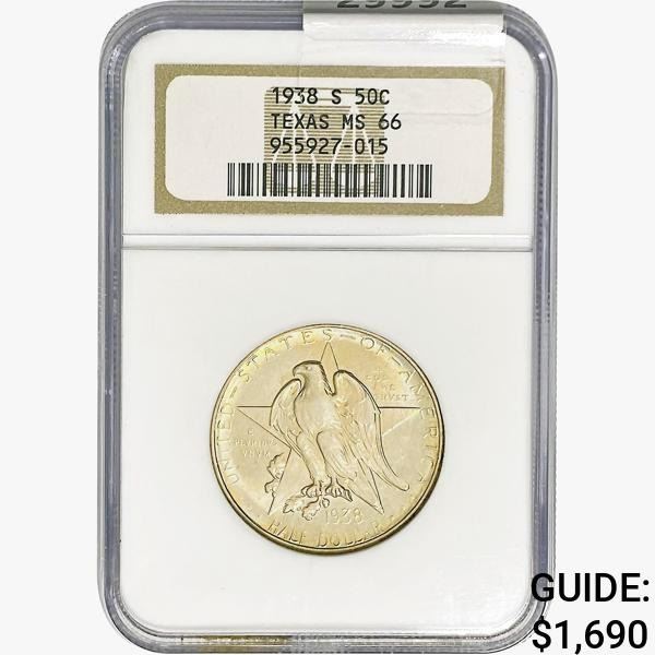 1938-S Texas Half Dollar NGC MS66