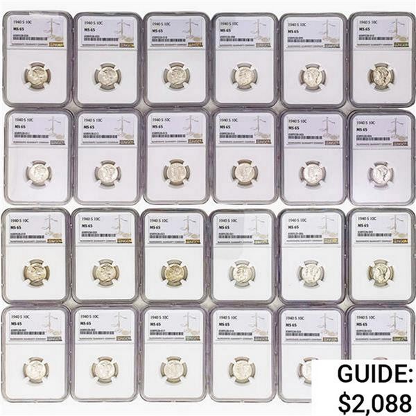 [24] 1940-S Mercury Silver Dime NGC MS65