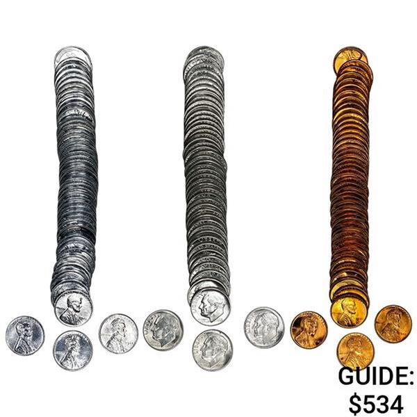 [143]1943-1955 Varied Rolls of Lincoln 1C & Roosevelt 10C