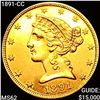 1891-CC $5 Gold Half Eagle UNCIRCULATED