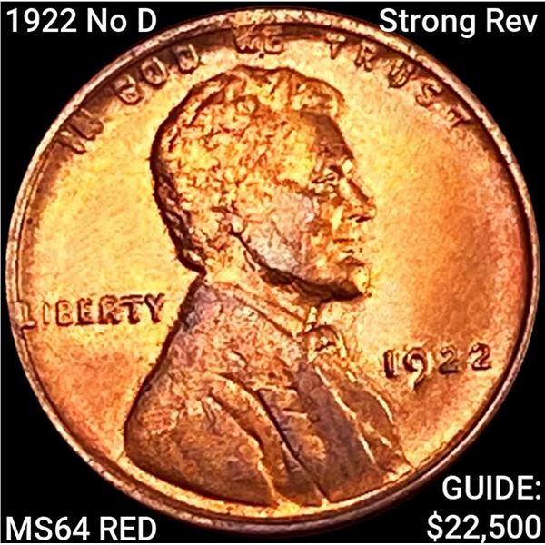 1922 No D Strong Rev Wheat Cent CHOICE BU RD