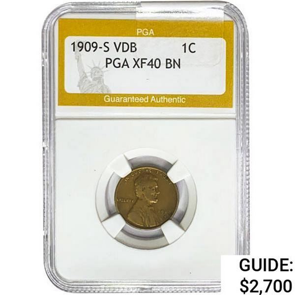 1909-S VDB Wheat Cent PGA XF40 BN