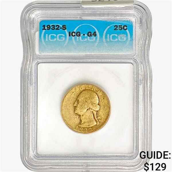 1932-S Washington Silver Quarter ICG G4