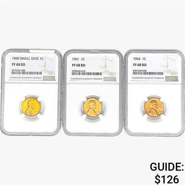 [3] 1960-1964 Lincoln Memorial Cent NGC PF68 RD