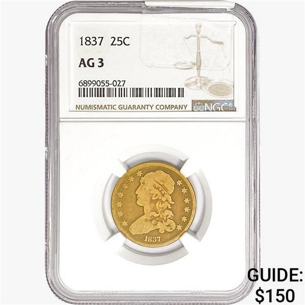1837 Capped Bust Quarter NGC AG3