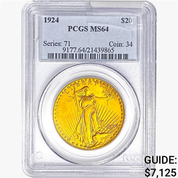 1924 $20 Gold Double Eagle PCGS MS64