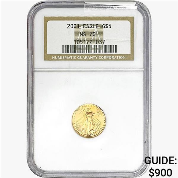 2001 1/10oz. Gold $5 Eagle NGC MS70