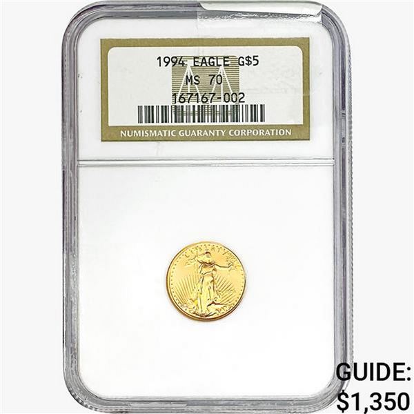 1994 1/10oz. Gold $5 Eagle NGC MS70