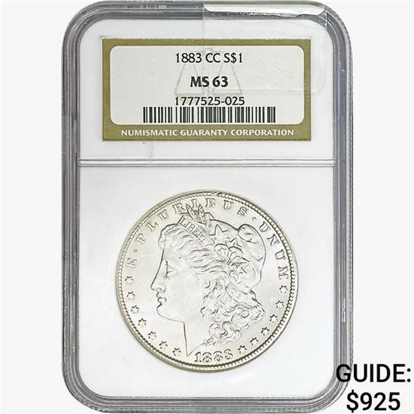 1883-CC Morgan Silver Dollar NGC MS63