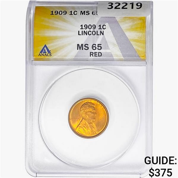 1909 Wheat Cent ANACS MS65 RED