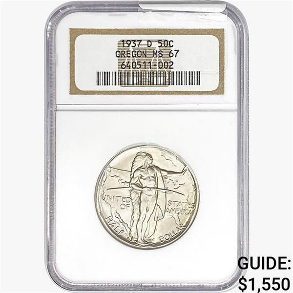 1937-D Oregon Trail Half Dollar NGC MS67