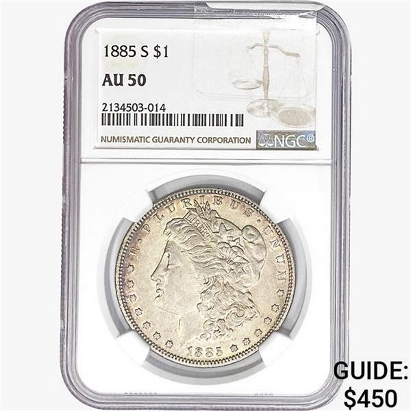 1885-S Morgan Silver Dollar NGC AU50