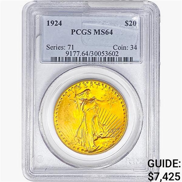 1924 $20 Gold Double Eagle PCGS MS64