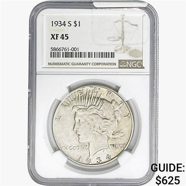 1934-S Silver Peace Dollar NGC XF45