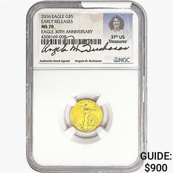 2016 Signed 1/10oz. Gold $5 Eagle NGC MS70 ER