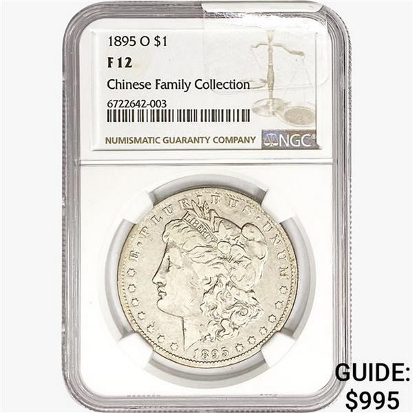 1895-O Morgan Silver Dollar NGC F12 Chinese Fam. COLL.