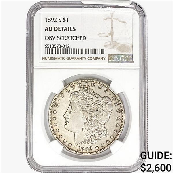 1892-S Morgan Silver Dollar NGC AUDetails OBV Scratched