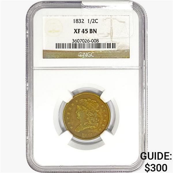 1832 Classic Head Half Cent NGC XF45 BN