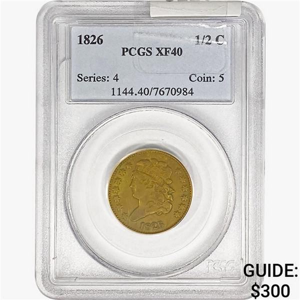 1826 Classic Head Half Cent PCGS XF40