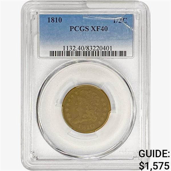 1810 Classic Head Half Cent PCGS XF40