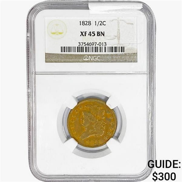 1828 Classic Head Half Cent NGC XF45 BN