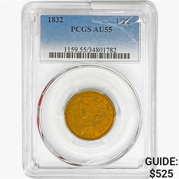 1832 Classic Head Half Cent PCGS AU55