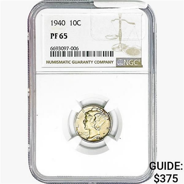 1940 Mercury Silver Dime NGC PF65