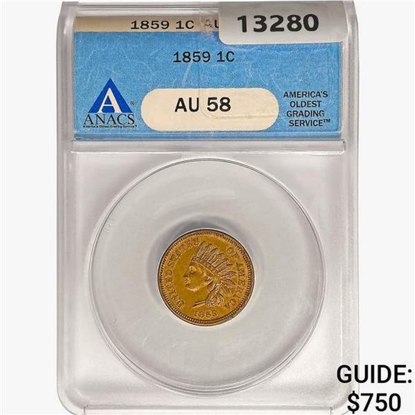 1859 Indian Head Cent ANACS AU58