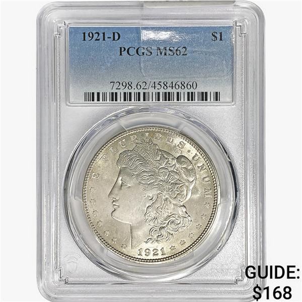 1921-D Morgan Silver Dollar PCGS MS62