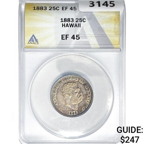 1883 Kingdom of Hawaii Quarter ANACS EF45