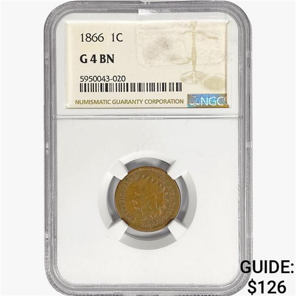 1866 Indian Head Cent NGC G4 BN
