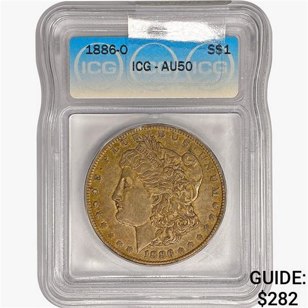 1886-O Morgan Silver Dollar ICG AU50