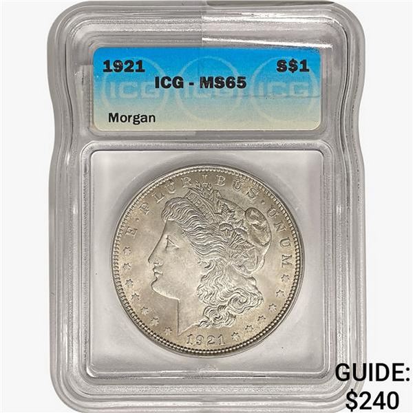 1921 Morgan Silver Dollar ICG MS65
