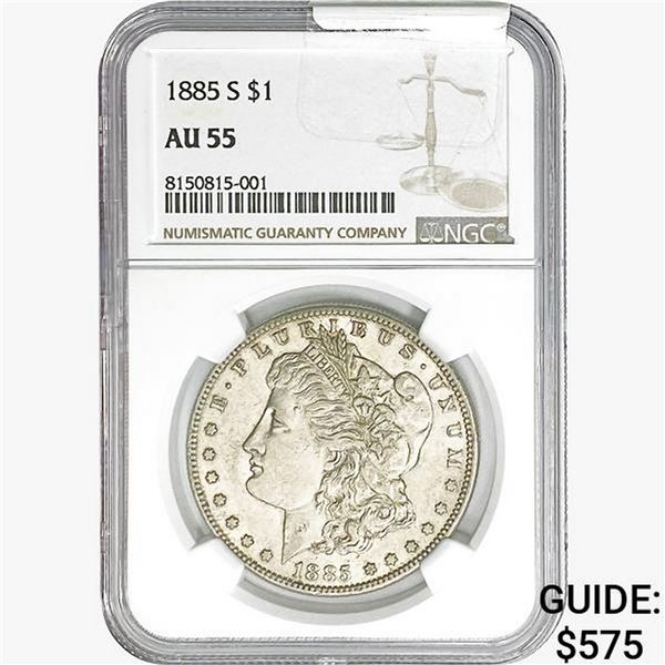 1885-S Morgan Silver Dollar NGC AU55