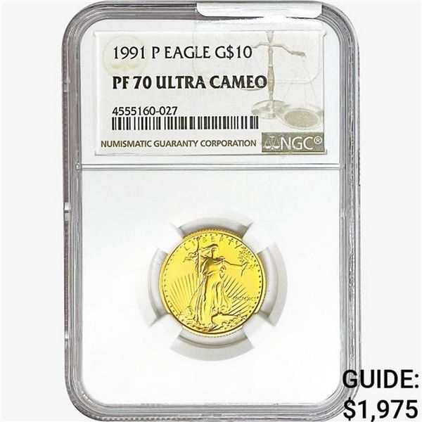 1991-P 1/4oz $10 AGE NGC PF70 ULTRA CAMEO