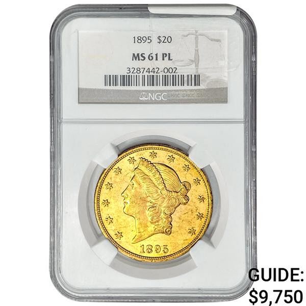 1895 $20 Gold Double Eagle NGC MS61 PL