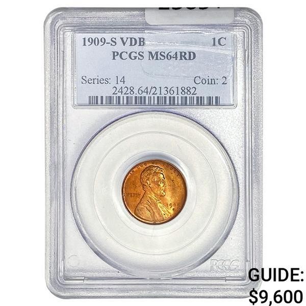 1909-S VDB Wheat Cent PCGS MS64 RD