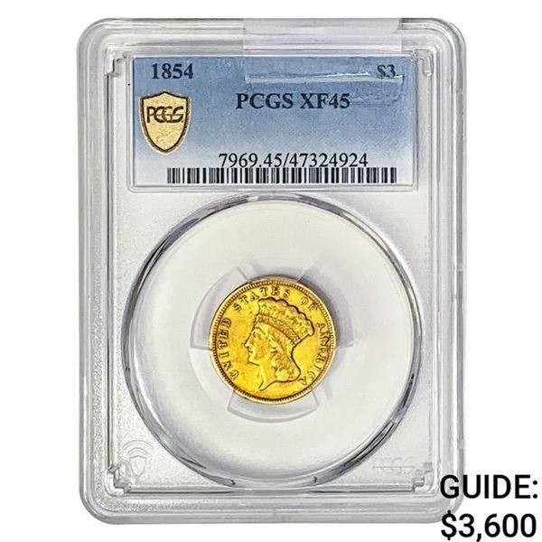 1854 $3 Gold Piece PCGS XF45