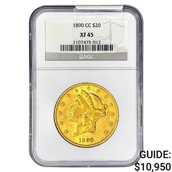 1890-CC $20 Gold Double Eagle NGC XF45
