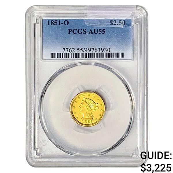 1851-O $2.50 Gold Quarter Eagle PCGS AU55