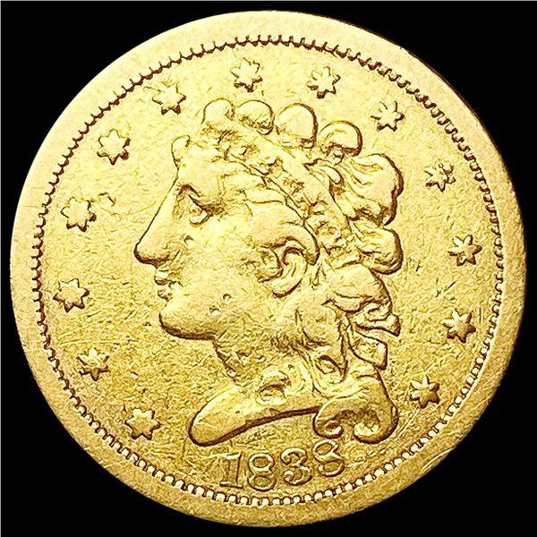 1838 $2.50 Gold Quarter Eagle LIGHTLY CIRCULATED