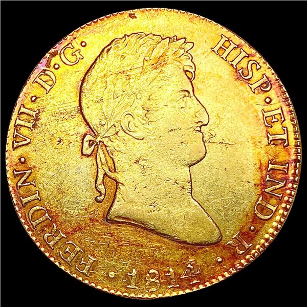 1814 Spain .7615oz Gold 8 Escudos LIGHTLY CIRCULATED