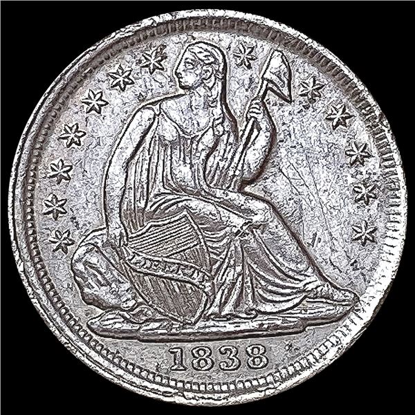 1838 Seated Liberty Half Dime CHOICE AU