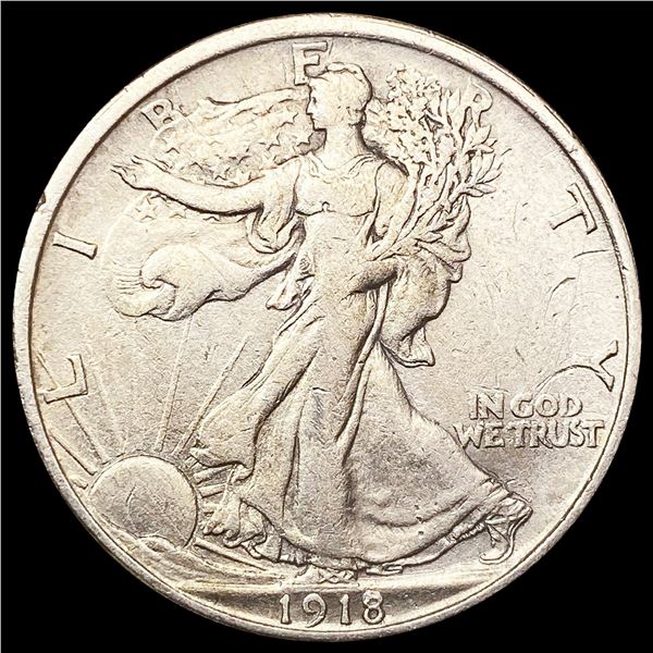 1918-D Walking Liberty Half Dollar NEARLY UNCIRCULATED